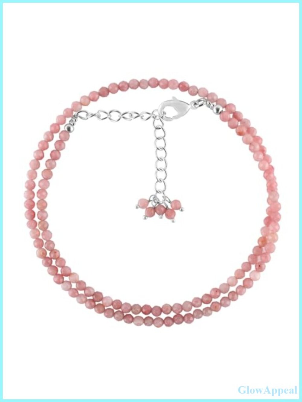 Natural Pink Opal Choker Necklace Silver Plated Dainty Healing Crystal